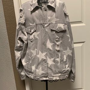 Peach Love Distressed Jean Jacket